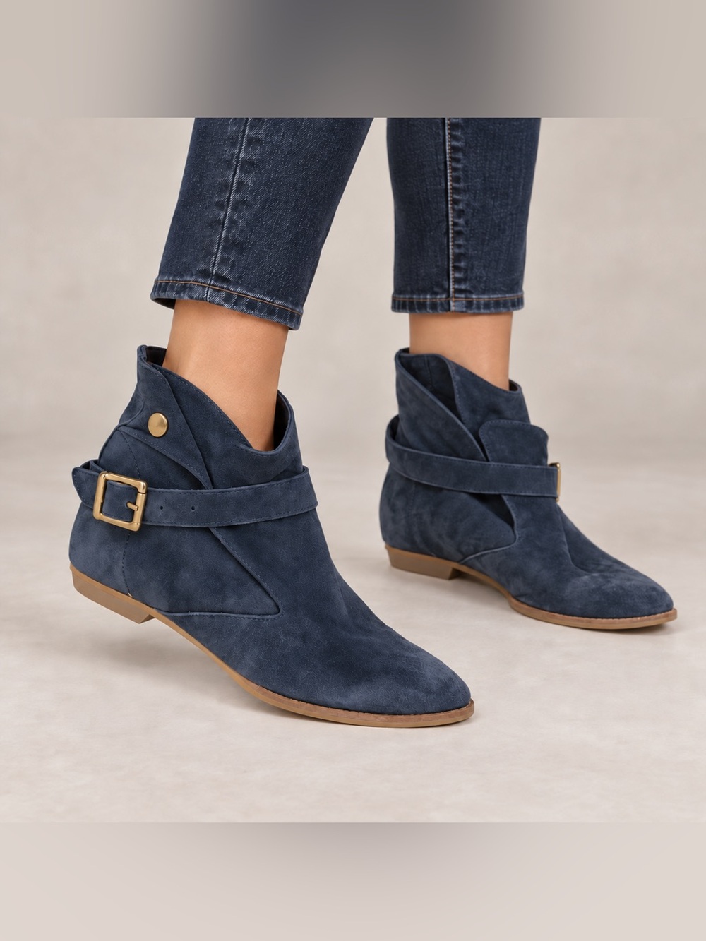 House of Harlow 1960 Navy Suede Wrap Ankle Boots 36.5 US 6